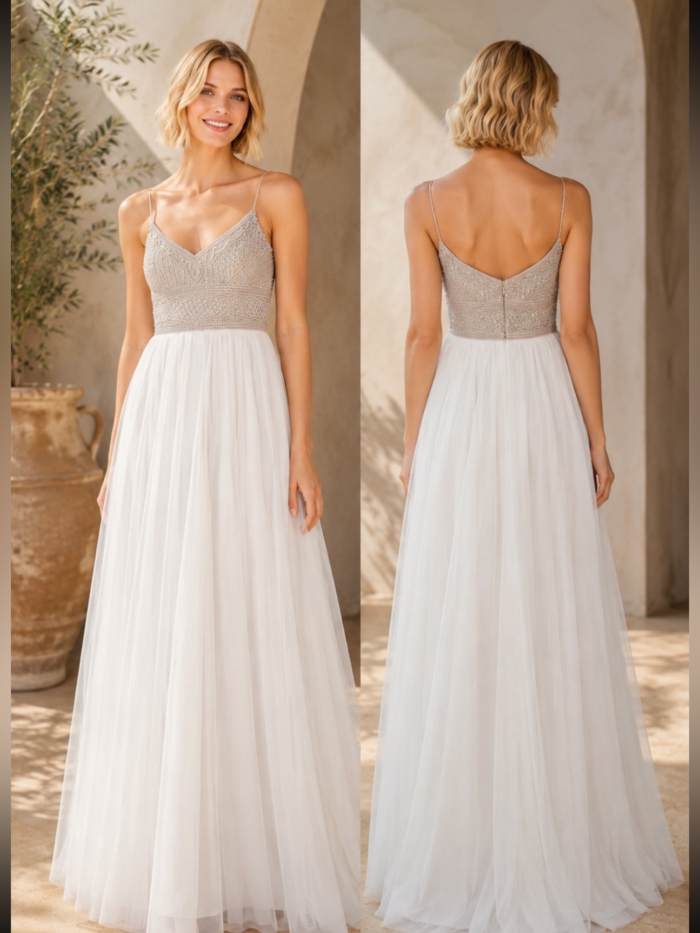 Adrianna-Papell Long sequins and beaded gown